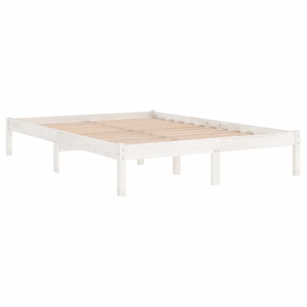 vidaXL Bedframe massief hout wit 150x200 cm