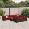 vidaXL 11-delige Loungeset met kussens poly rattan bruin