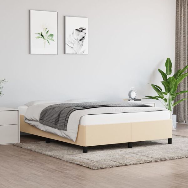 vidaXL Bedframe zonder matras stof cr&egrave;mekleurig 140x200 cm