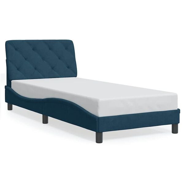 vidaXL Bed met matras fluweel blauw 90x190 cm