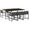 vidaXL 7-delige Tuinset met kussens poly rattan zwart