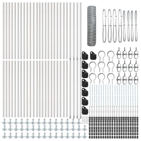 vidaXL Afrasteringspaal Zilver 100 x 1 m (36 mm gaas) Staal