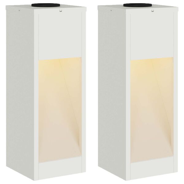 vidaXL Zonne LED Padverlichting 2 pcs Wit Koudgewalst staal