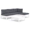 vidaXL 5-delige Loungeset met kussens grenenhout wit