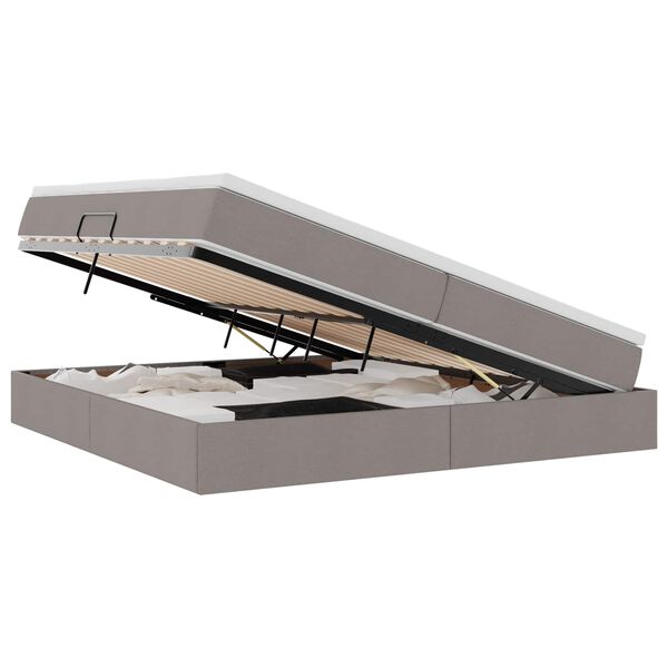 vidaXL Opslag bed met matras met matras Taupe 200 x 200 cm Polyester