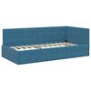 vidaXL Hoekbedframe met hoofdeinde Blauw 90 cm x 200 cm Fluweel
