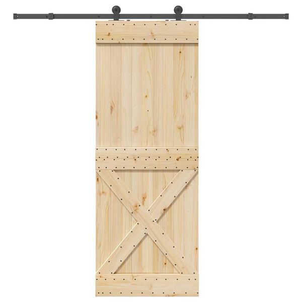vidaXL Schuifdeur met beslag 85x210 cm massief grenenhout
