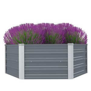 vidaXL Plantenbak verhoogd 129x129x45 cm gegalvaniseerd staal grijs