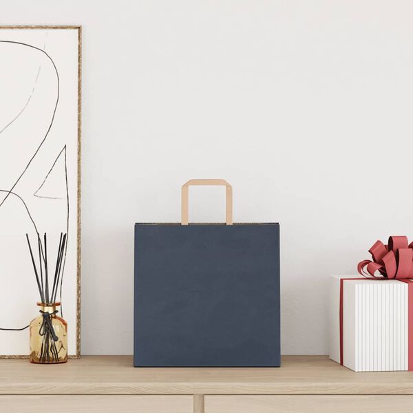 vidaXL Papieren zakken 50 st met hengsels 26x17x25 cm blauw