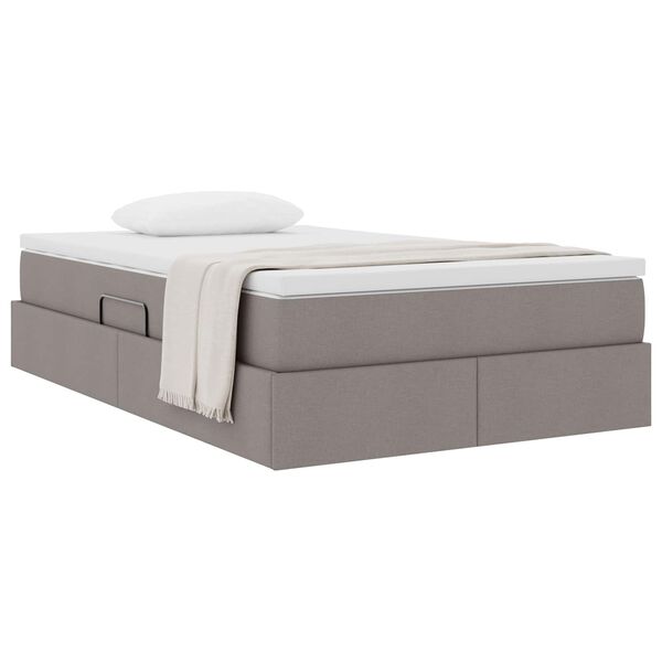 vidaXL Opslag bed met matras met matras Taupe 120 x 190 cm Polyester