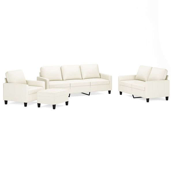 vidaXL 4-delige Loungeset met kussens kunstleer cr&egrave;me