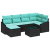 vidaXL Bankstel met kussen 7 pcs Zwart poly rattan