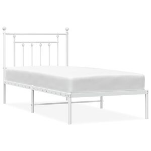 vidaXL Bedframe met hoofdbord metaal wit 90x200 cm