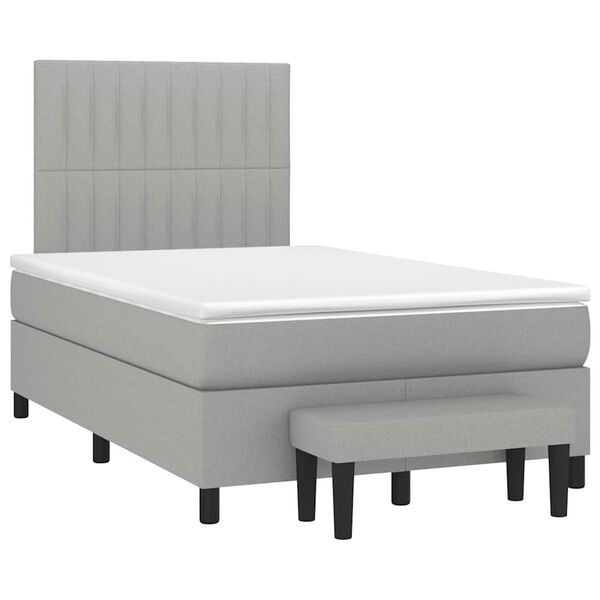 vidaXL Boxspring met matras stof lichtgrijs 120x190 cm