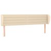 vidaXL Hoofdbord met randen 163x23x78/88 cm stof cr&egrave;mekleurig