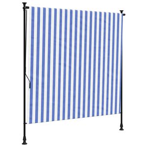 vidaXL Rolgordijn voor buiten 200x270 cm stof en staal blauw en wit
