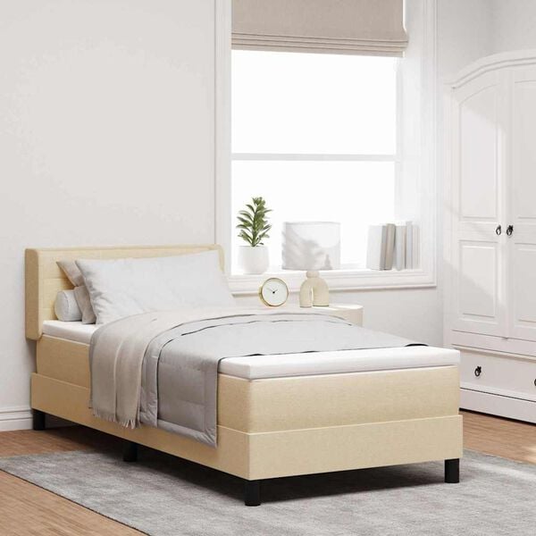 vidaXL Boxspringbed met matras Cr&egrave;me 200 x 90 cm Polyester
