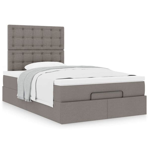 vidaXL Ottoman bed met matras 120x190 cm stof taupe