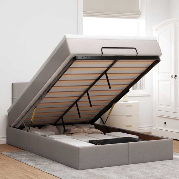 vidaXL Ottoman bed met matras 120x200cm stof taupe