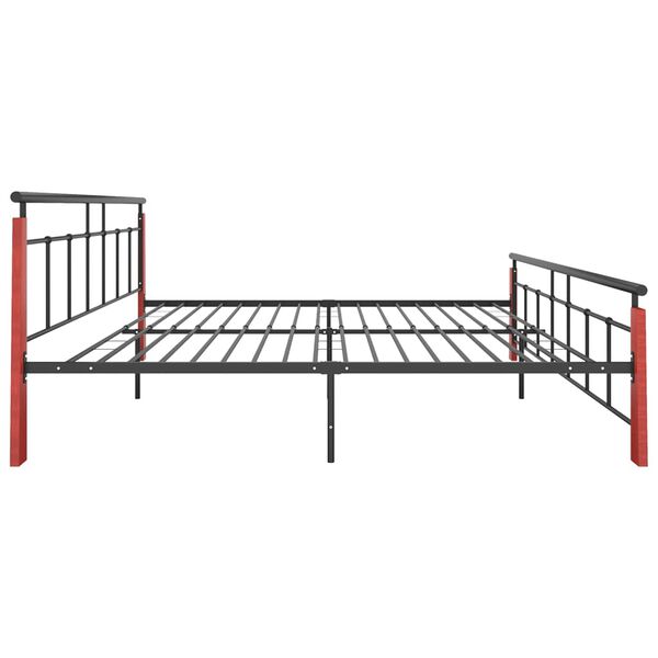 vidaXL Bedframe metaal en massief eikenhout 200x200 cm