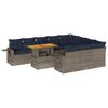 vidaXL 11-delige Loungeset met kussens poly rattan grijs