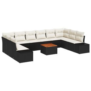 vidaXL Tuin Sofa Set 11 pcs Zwart en wit