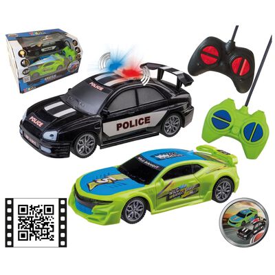 Happy Speelgoedautoset radiografisch race- en politieauto 1:22