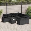 vidaXL Bankstel met kussen met kussen 9 pcs Zwart poly rattan