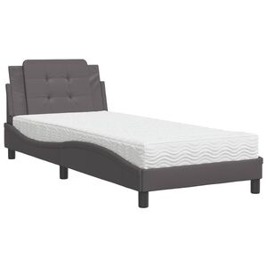 vidaXL Bedframe zonder matras "Zadar" kunstleer grijs 90x190 cm