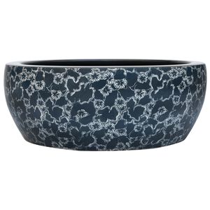 vidaXL Opzetwasbak rond &Phi;41x14 cm keramiek zwart en blauw