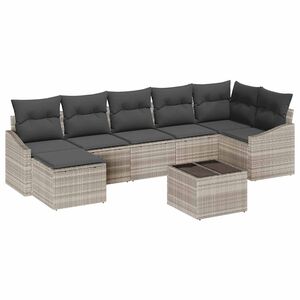 vidaXL Tuin Sofa Set met kussen 8 pcs Lichtgrijs poly rattan
