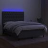 vidaXL Boxspring met matras en LED stof donkergrijs 140x190 cm