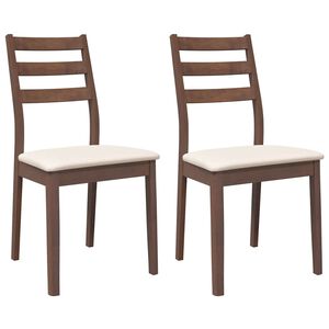 vidaXL Eetkamerstoelen met kussens 2 st massief hout rubber bruin