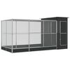 vidaXL Voli&egrave;re met verlengstuk zilver 416x203x216 cm staal