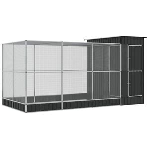 vidaXL Voli&egrave;re met verlengstuk zilver 416x203x216 cm staal