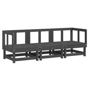 vidaXL 3-delige Loungeset massief grenenhout grijs