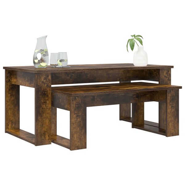 vidaXL Koffietafel Set 2 pcs Gerookt eiken Bewerkt hout