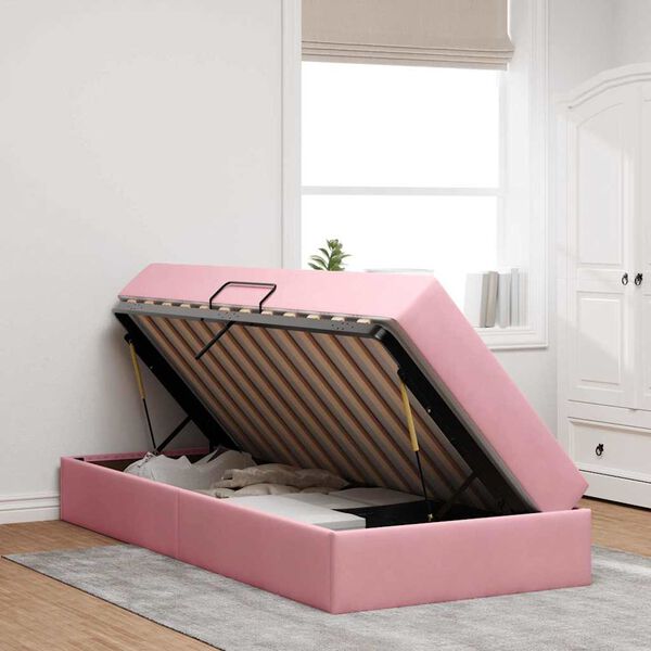 vidaXL Opbergbed met matras met matras Roze 90 x 200 cm Fluweel