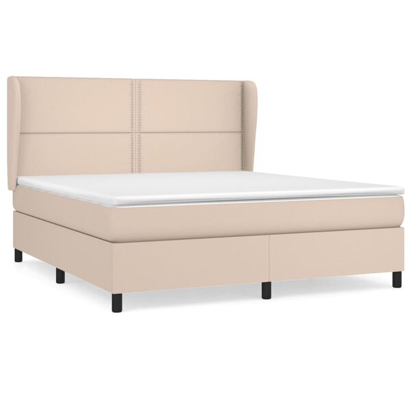 vidaXL Boxspring met matras kunstleer cappuccinokleurig 180x200 cm