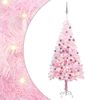 vidaXL Kunstkerstboom met verlichting en kerstballen 150 cm PVC roze
