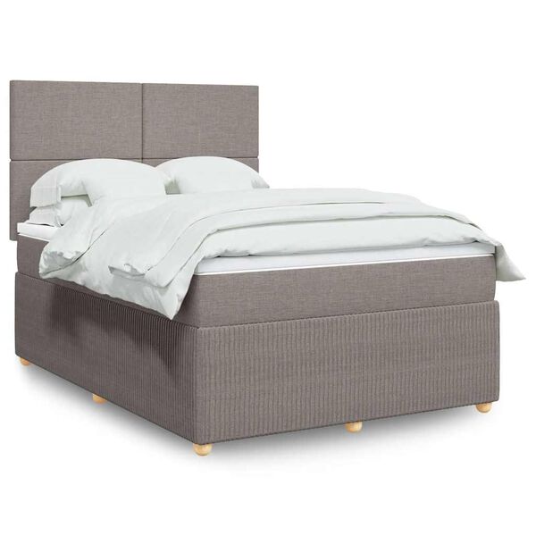 vidaXL Boxspring met matras stof taupe 160x200 cm
