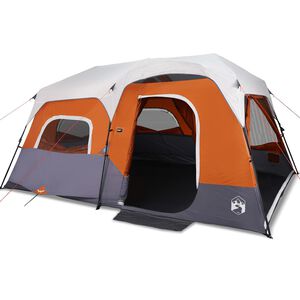 vidaXL Tent 9-persoons waterdicht met LED lichtgrijs en oranje