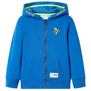 Kindervest met capuchon en rits 92 blauw