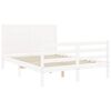 vidaXL Bedframe met hoofdbord massief hout wit 140x190 cm