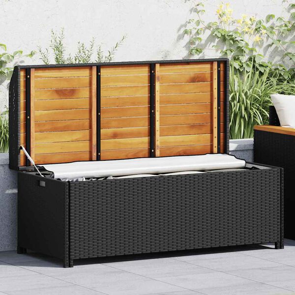 vidaXL Tuinopbergbank 120 cm poly rattan grijs