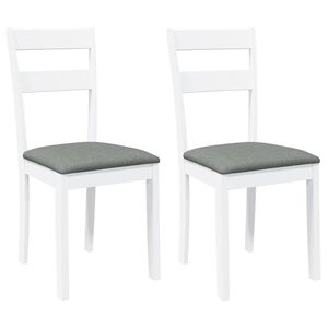 vidaXL Eetkamerstoelen met kussens 2 st massief hout rubber wit