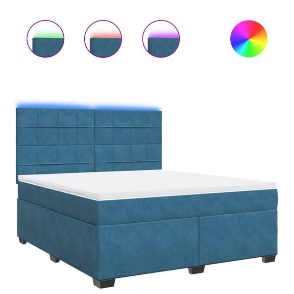 vidaXL Boxspring met matras fluweel blauw 180x200 cm