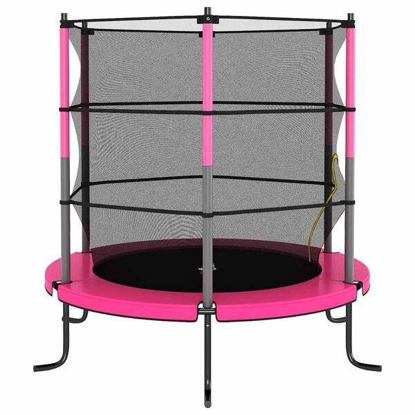 vidaXL Trampoline met veiligheidsnet rond 140x160 cm roze