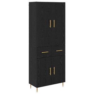 vidaXL Highboard Zwart Eiken 69,5 x 34 x 180 cm Bewerkt hout