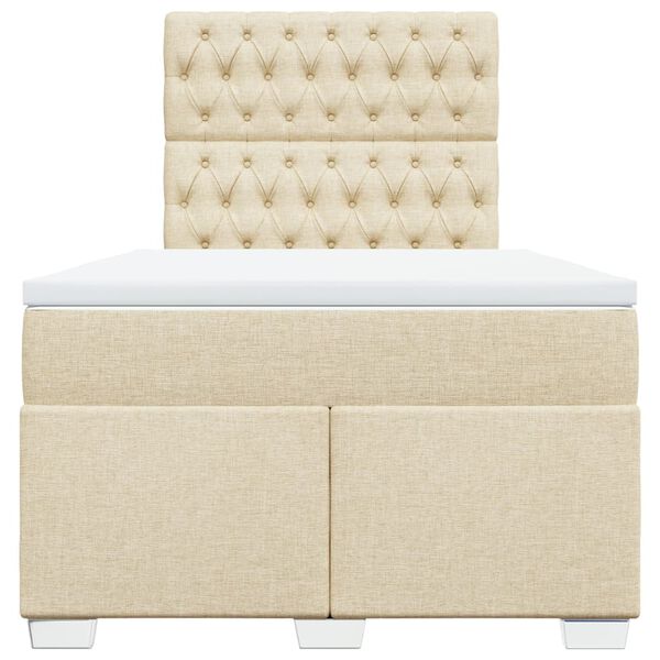 vidaXL Boxspring met matras stof cr&egrave;mekleurig 120x190 cm